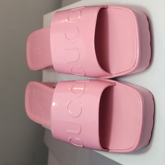 Gucci Shoes Gucci Pink Rubber Slides Sandals Size 4us 11 Poshmark